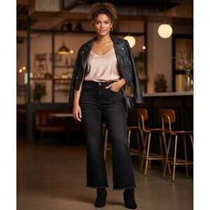 Kancan Wide Leg Jeans Womens 18 Fray Hem High Waist 90s Relaxed Stretch